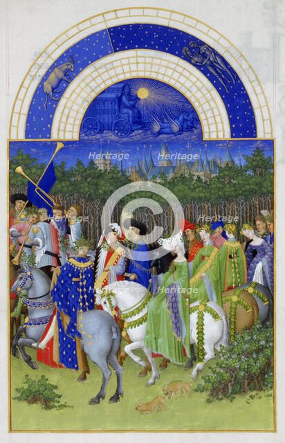 May (Les Très Riches Heures du duc de Berry), 1412-1416. Artist: Limbourg brothers (active 1385-1416)
