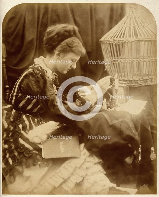 May Prinsep reading a letter, 1870. Creator: Julia Margaret Cameron.