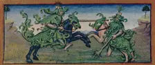 May - wild men jousting, 15th century, (1939). Creator: Robinet Testard