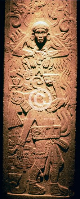 Mayan sculpture of a sun-god. Artist: Unknown