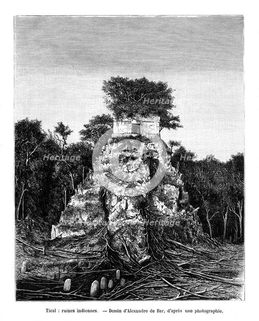 Mayan ruins, Tikal, Guatemala, 19th century. Artist: Alexandre de Bar