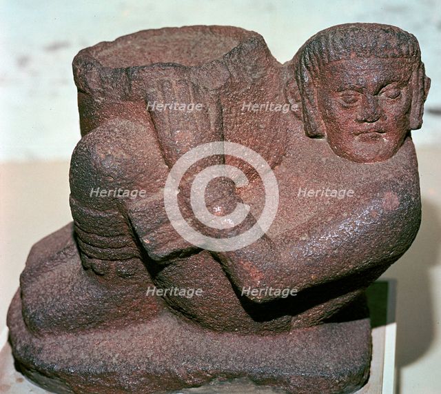Mayan vessel in the shape of the rain-god Chac Mool. Artist: Unknown