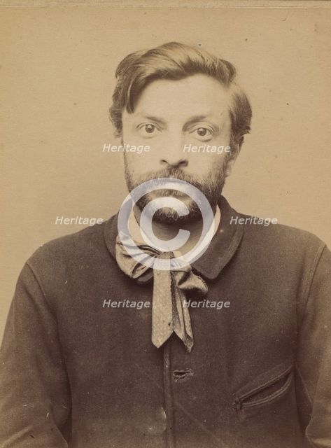 Mayence. Gustave, David. 33 ans, né le 29/5/60 à Paris XVllle. Tapissier. Anarchiste. 17/3..., 1894. Creator: Alphonse Bertillon.
