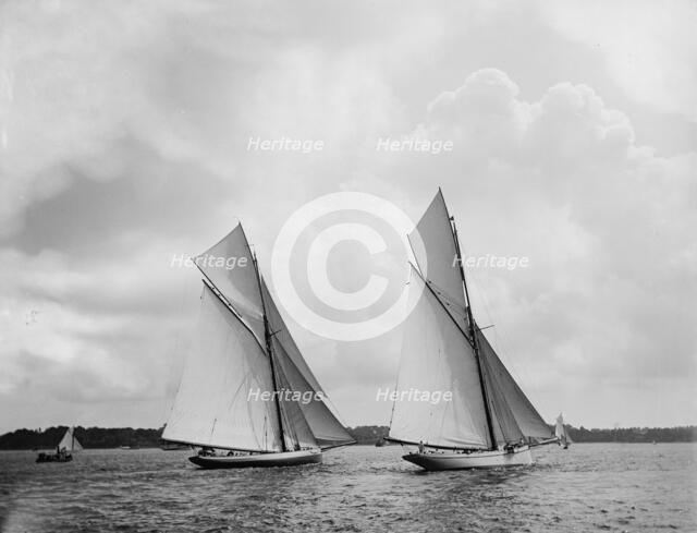 Mayflower and Galatea, the start, 1886 Sept 7. Creator: John S Johnston.