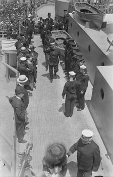 Mayor Mitchel boarding U.S.S. Recruit, 30 May 1917. Creator: Bain News Service