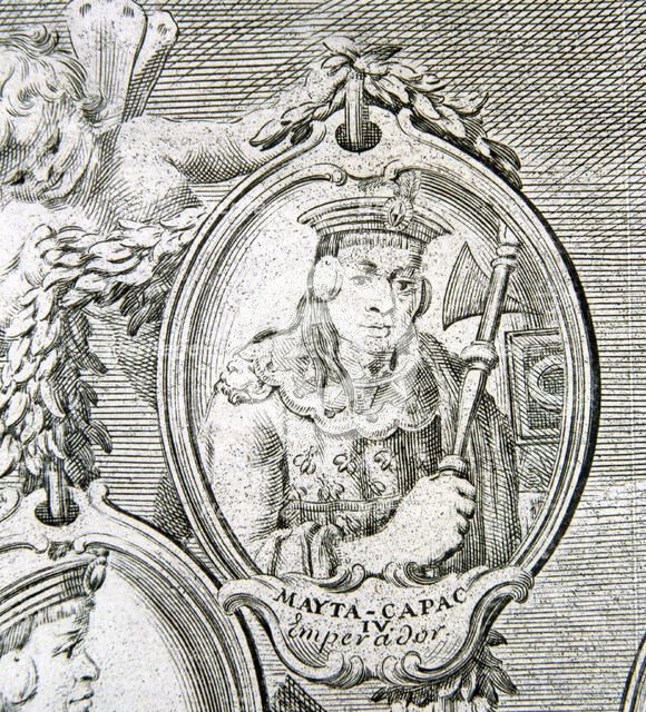 Mayta Capac (1246-1276) IV Inca emperor, engraved detail of the book ' Astronomical and physical …