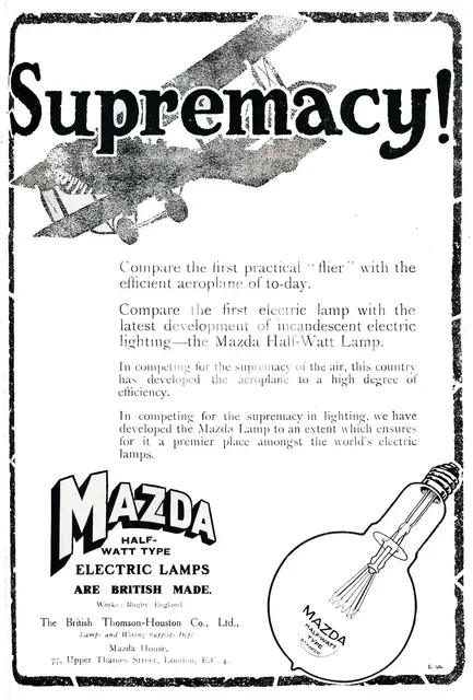 'Mazda Half-Watt Type Electric Lamps Advert', 1919. Artist: Unknown.