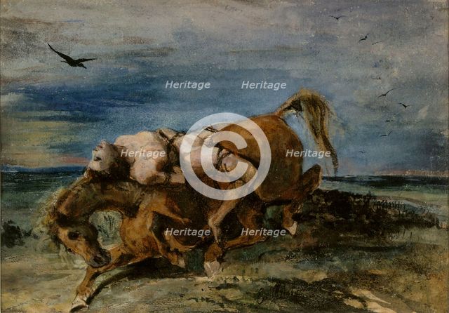 Mazeppa on the Dying Horse , 1824. Creator: Delacroix, Eugène (1798-1863).