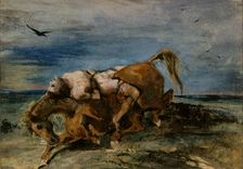 Mazeppa on the Dying Horse , 1824. Creator: Delacroix, Eugène (1798-1863)