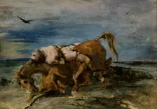 Mazeppa on the Dying Horse, 1824. Creator: Eugene Delacroix
