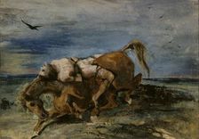 Mazeppa on the Dying Horse, 1824. Creator: Eugene Delacroix