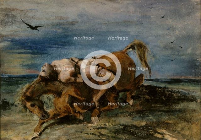Mazeppa on the Dying Horse, 1824. Creator: Eugene Delacroix.