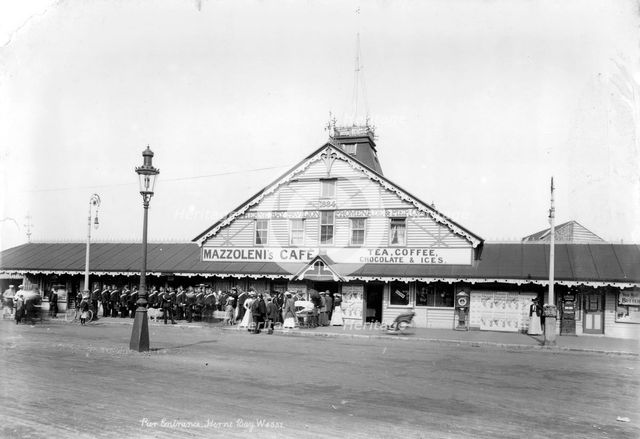 Mazzoleni's Cafe, the Pier, Herne Bay, Kent, 1890-1910. Artist: Unknown