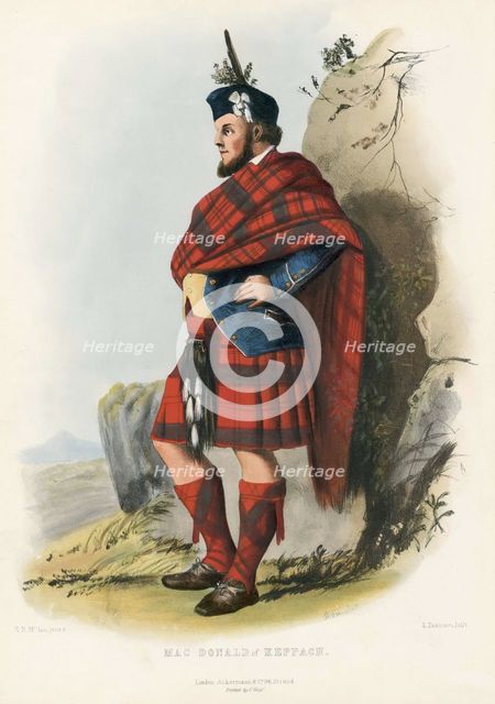 Mac Donald of Keppagh, from The Clans of the Scottish Highlands, pub. 1845 (colour lithograph)
