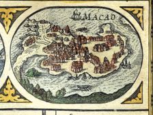 Macao, colored engraving from the book Le Theatre du monde or Nouvel Atlas 1645, created, pr…