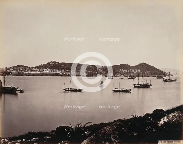 Macao Island: Macao Inner Harbour and adjacent Barra Fort, from the Island of Patera, c1873. Creator: William Pryor Floyd.