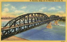 MacArthur Bridge over the Mississippi, St Louis, Missouri, USA, 1940s(?)