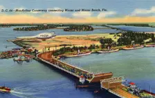 MacArthur Causeway connecting Miami and Miami Beach, Florida, USA, 1940