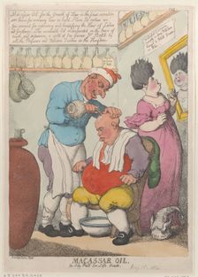 Macassar Oil, An Oily Puff for Soft Heads, March 15, 1814., March 15, 1814. Creator: Thomas Rowlandson