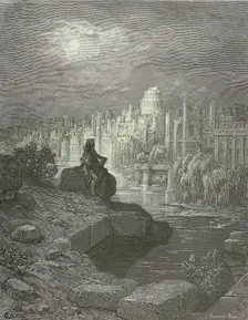 Macaulay's New Zealander contemplating the ruins of London, 1872. Creator: Stéphane Pannemaker