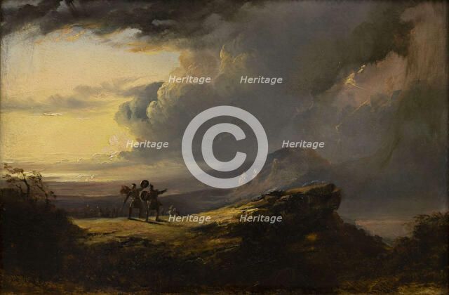 Macbeth and Banquo Meet the Three Witches, 1849-1851. Creator: Martin, John (1789-1854).