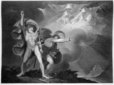Macbeth and Banquo encounter the three witches on the heath, 1805. Creators: John Boydell, Josiah Boydell
