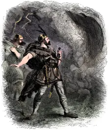 Macbeth and Banquo encountering the three witches, 1858. Artist: Sir John Gilbert