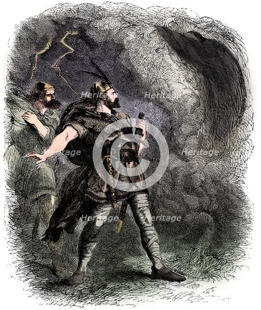 Macbeth and Banquo encountering the three witches, 1858. Artist: Sir John Gilbert.