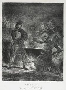 Macbeth Consulting the Witches, 1825. Creator: Eugène Delacroix (French, 1798-1863)