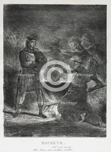 Macbeth Consulting the Witches, 1825. Creator: Eugène Delacroix (French, 1798-1863).