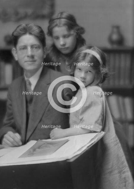 MacKaye, Percy, and daughters (Christina and Avia), portrait photograph, 1914 Dec. 12. Creator: Arnold Genthe.