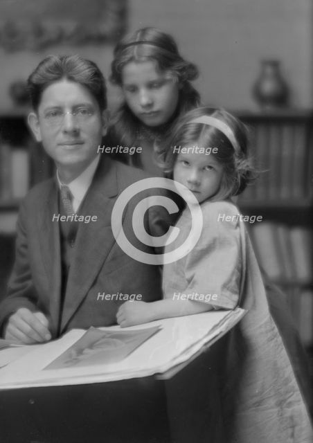 MacKaye, Percy, and daughters (Christina and Avia), portrait photograph, 1914 Dec. 12. Creator: Arnold Genthe.