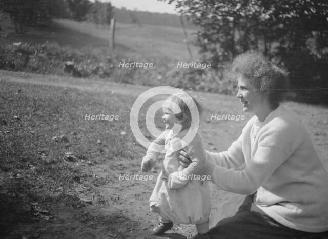 MacKaye, Percy, Mrs., and child, outdoors, 1927 Creator: Arnold Genthe.