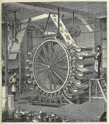 Machine for Printing Wallpaper in up to Twenty Colours, pub. 1873 (engraving), 1873. Creator: French School (19th Century)