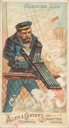 Machine Gun, from the Arms of All Nations series (N3) for Allen & Ginter Cigarettes Brands, 1887. Creator: Allen & Ginter