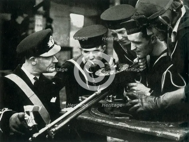 Machine-gun instruction, Fleet Air Arm, c1943. Creator: Unknown.