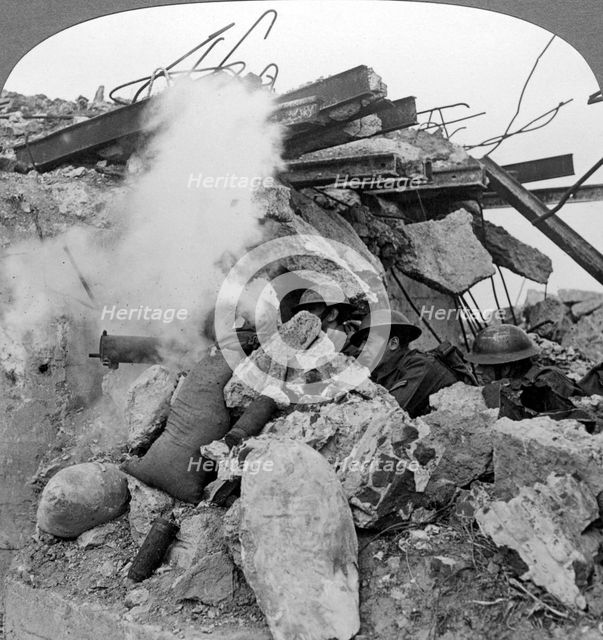Machine gun nest, Poelcappelle, Belgium, World War I, 1914-1918.Artist: Realistic Travels Publishers