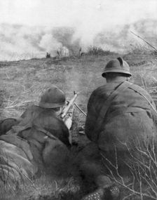 Machine gunners at the edge of Hangard Wood, Picardy, France, 28 April 1918, (1926)