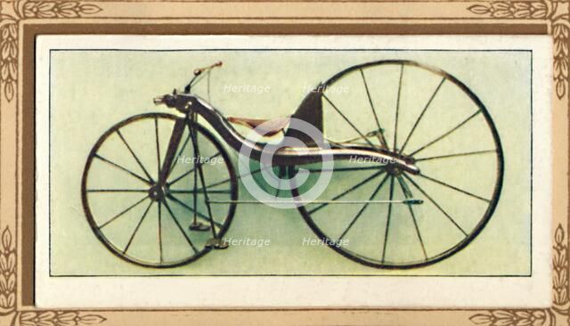 'Macmillan's Lever-Driven Bicycle', 1839, (1939). Artist: Unknown.