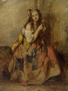 Mad Margery, a young woman driven mad and living in the fields, between 1800 and 1899. Creator: James John Hill