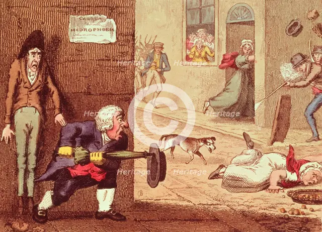 Mad Dog, pub. 1826 (hand coloured etching)