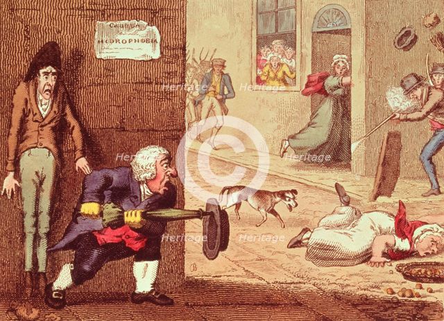 Mad Dog, pub. 1826 (hand coloured etching)