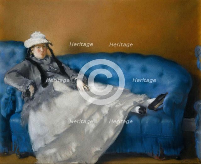Madame Manet sur un canapé bleu, 1874. Creator: Manet, Édouard (1832-1883).