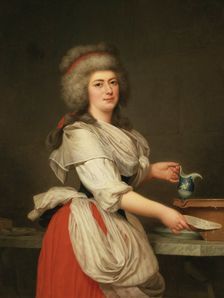 Madame A. Aughié, Friend of Marie Antoinette, as a Dairymaid in the Royal Dairy at..., 1787. Creator: Adolf Ulric Wertmüller