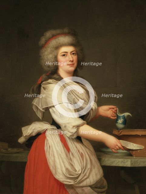 Madame A. Aughié, Friend of Marie Antoinette, as a Dairymaid in the Royal Dairy at..., 1787. Creator: Adolf Ulric Wertmüller.