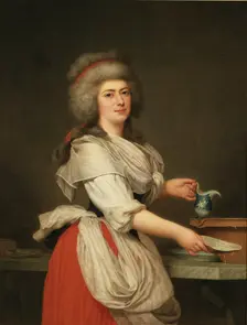 Madame Adélaïde Aughié, friend of Queen Marie Antoinette, as a dairymaid at Trianon, 1787