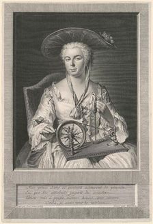 Madame Arlon Spinning Silk, 1739. Creator: Jean Joseph Balechou