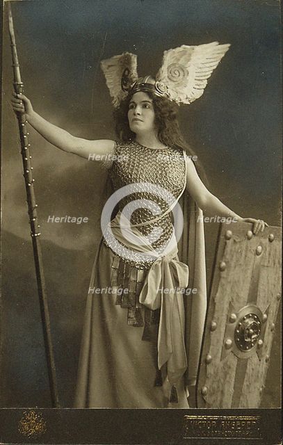 Madame Charles Cahier as Brünhilde in "Die Walküre" (The Valkyrie). Creator: Angerer, Victor (1839-1894).