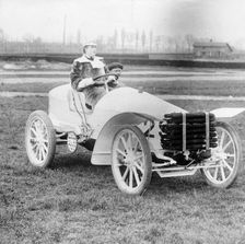 Madame du Gaste at the wheel of a De Dietrich, (c1910?)