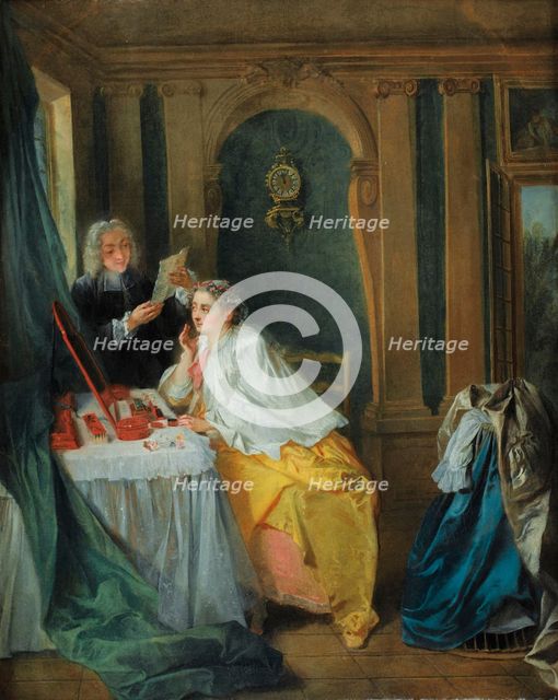 Madame Geoffrin at her toilet. Artist: Lancret, Nicolas (1690-1743)